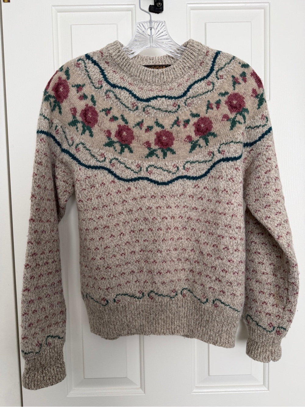 1989 Eddie Bauer Wool Floral Crewneck Sweater